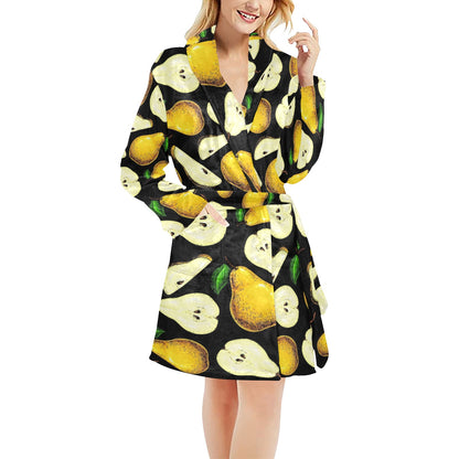Pear Pattern Print Design PE01 Women's Fleece Robe
