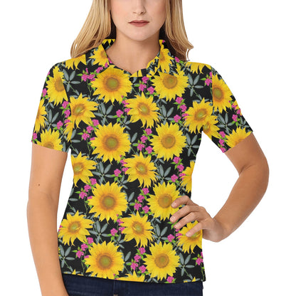 Sunflower Pattern Print Design SF014 Women's Polo Shirt