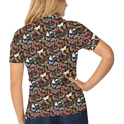 Butterfly Pattern Print Design 08 Women's Polo Shirt
