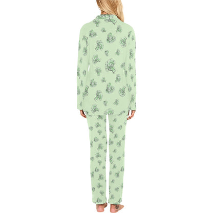 Broccoli Pattern Print Design 05 Women's Long Pajama Set