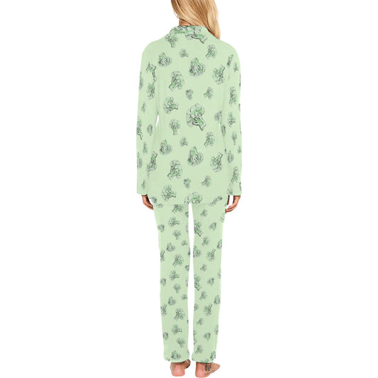 Broccoli Pattern Print Design 05 Women's Long Pajama Set