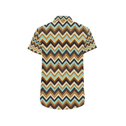 Southwest Pattern Print Design LKS301 Men Short Sleeve Button Up Shirt