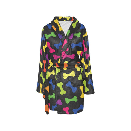 Dog Bone Neon Color Pattern Print Design 02 Women's Fleece Robe