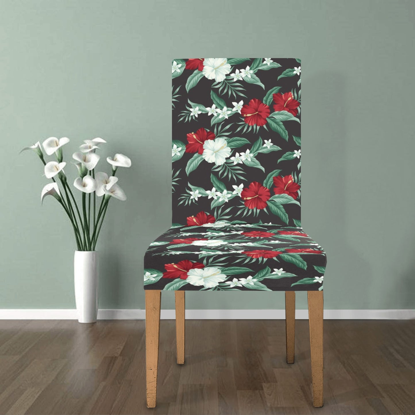Tropical Flower Print Design LKS303 Dining Chair Slipcover