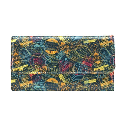 Travel Stamp Colorful Print Design LKS304 Women's Trifold Wallet