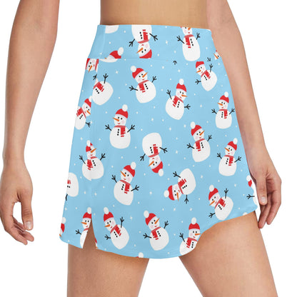 Snowman Print Design LKS305 17" Golf & Pickleball Skort with Pockets