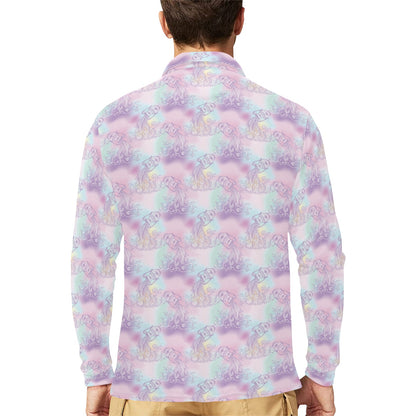 Aquarius Zodiac Pattern Print Design 01 Long Sleeve Polo Shirt For Men's