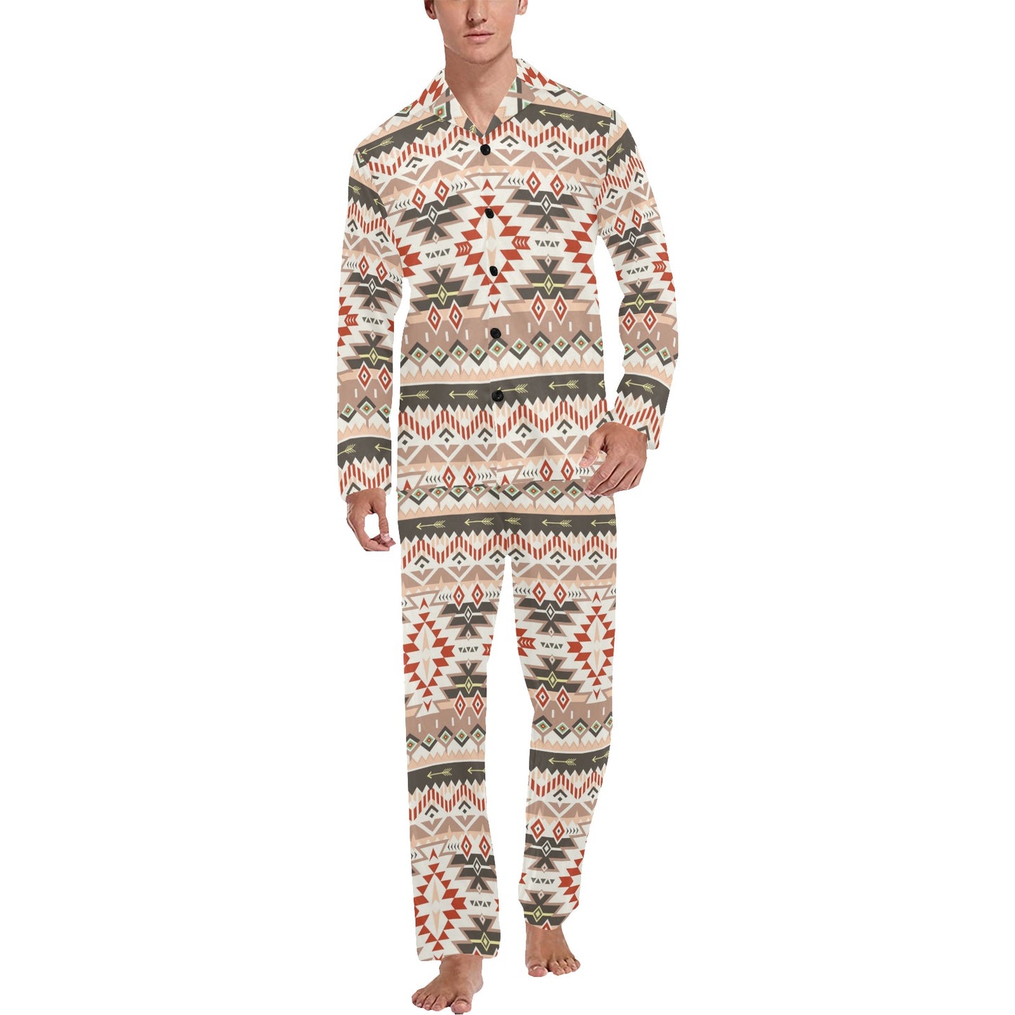 Aztec Pattern Print Design 05 Men's Long Pajama Set