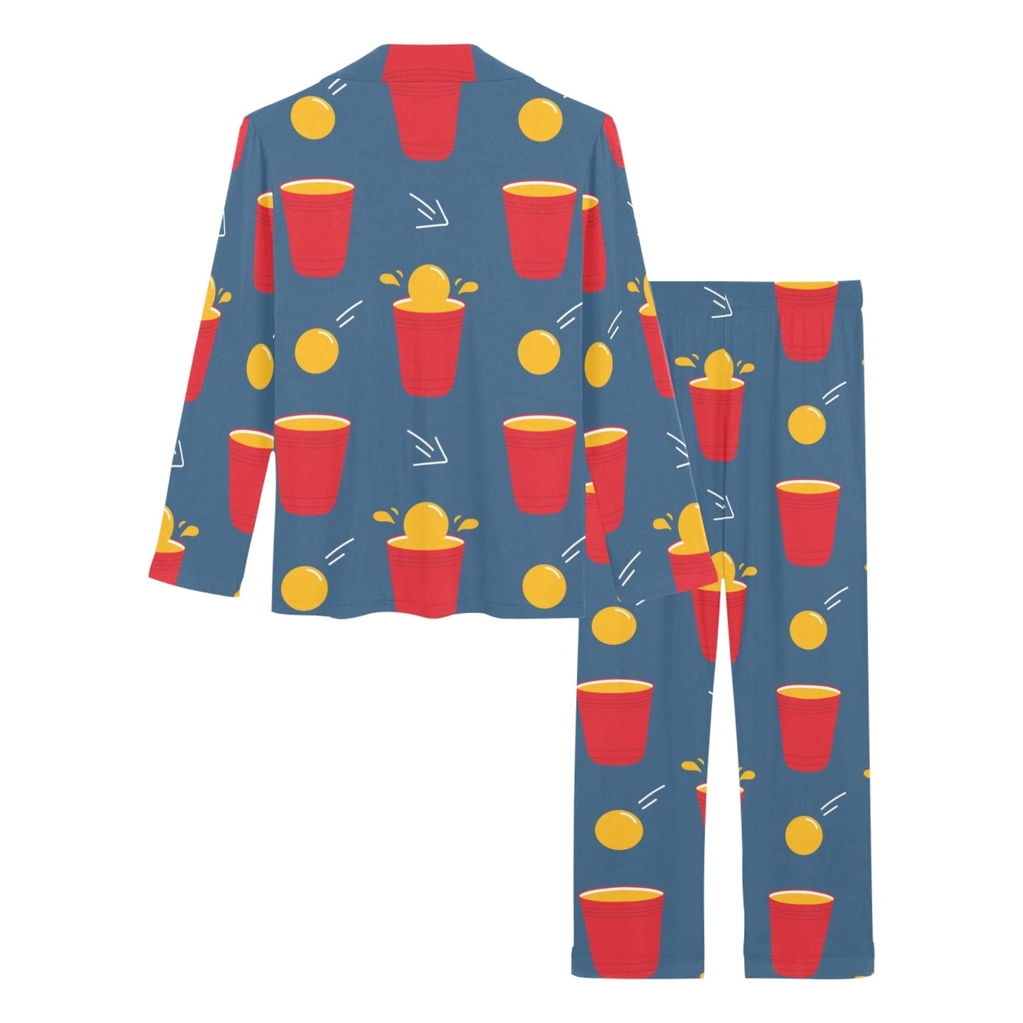 Beer Pong Pattern Print Design 02 Women's Long Pajama Set
