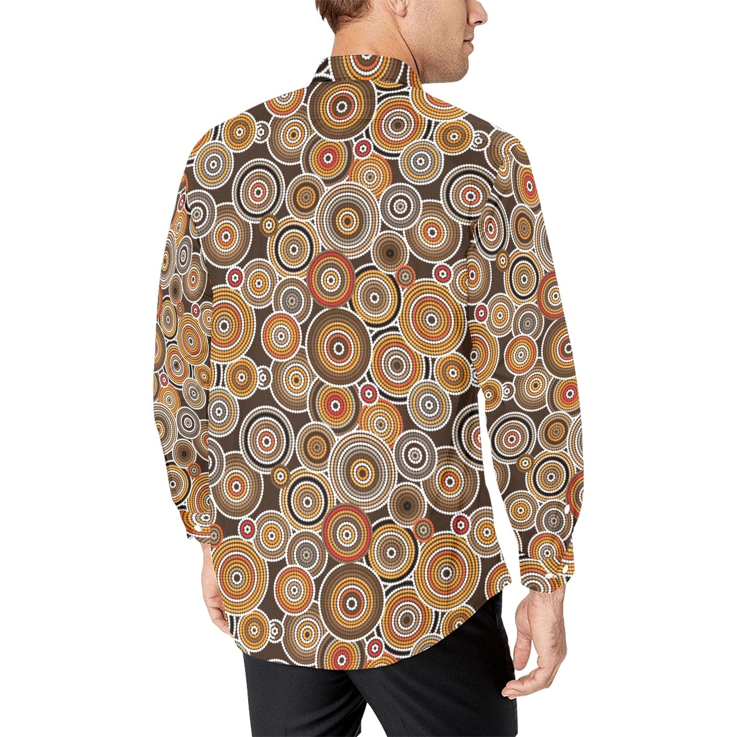 Aboriginal Print Design LKS402 Men's Long Sleeve Dress Shirt