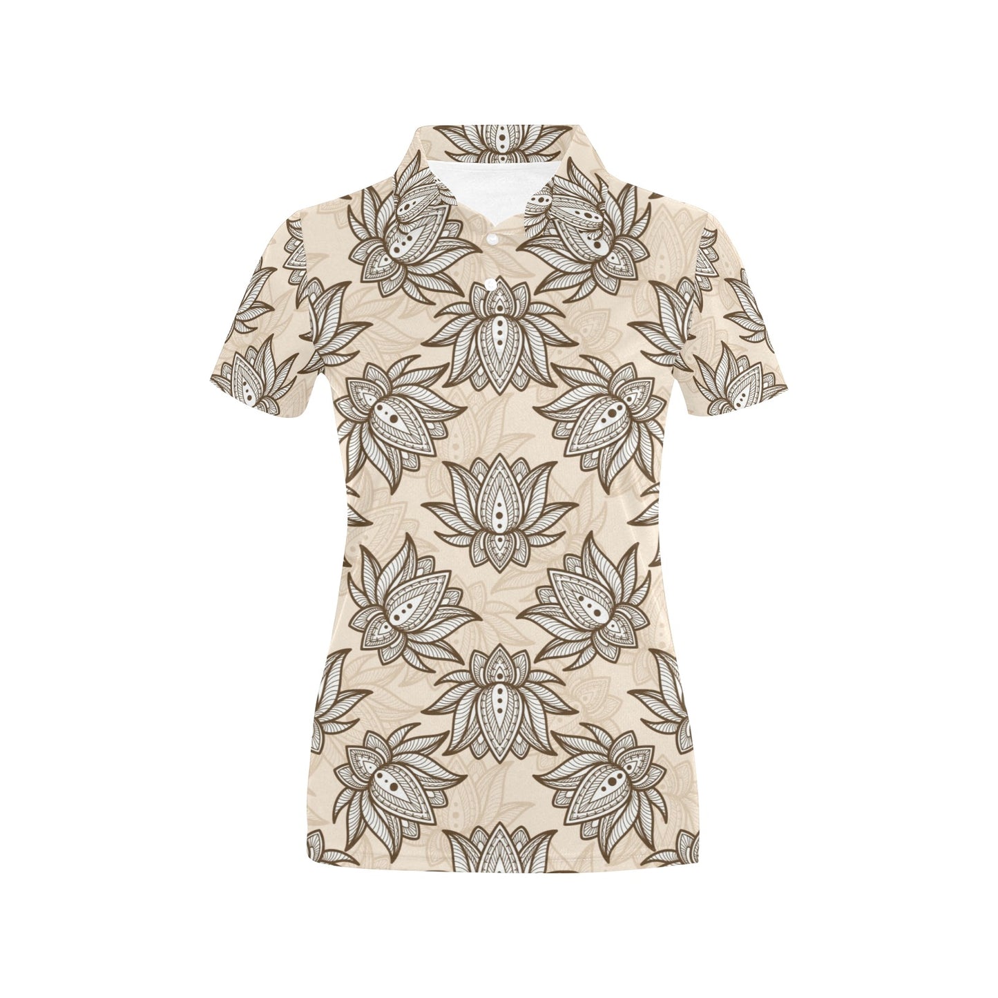 lotus Boho Pattern Print Design LO05 Women's Polo Shirt