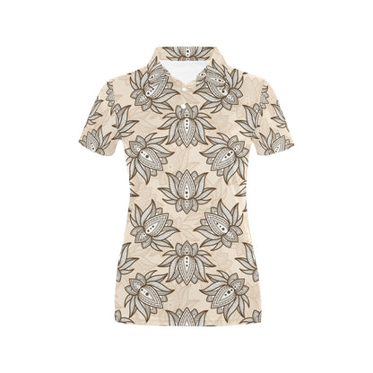 lotus Boho Pattern Print Design LO05 Women's Polo Shirt