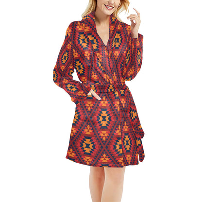 Navajo Pattern Print Design A03 Women's Fleece Robe