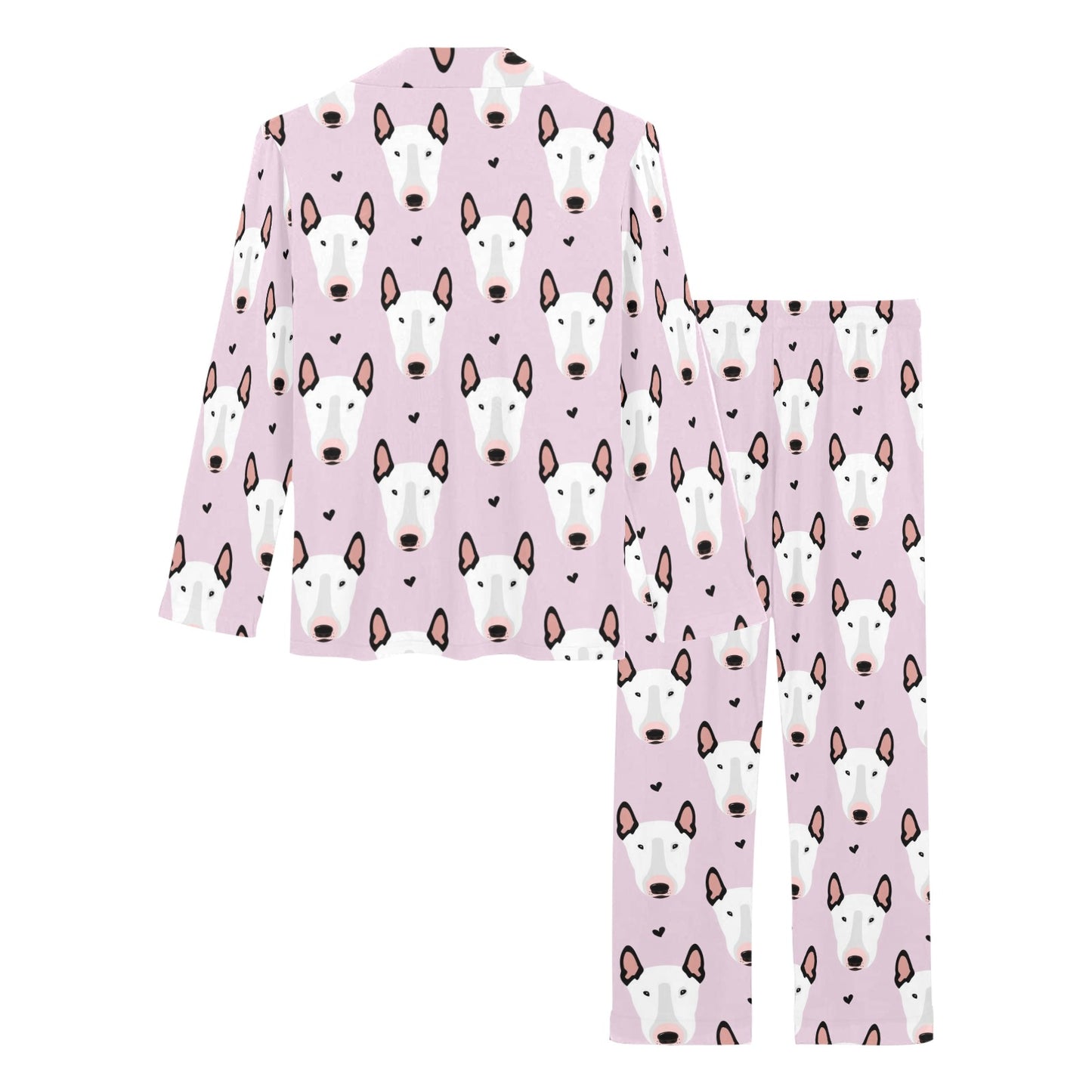 Bull Terrier Pink Print Pattern Women's Long Pajama Set