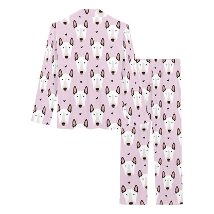 Bull Terrier Pink Print Pattern Women's Long Pajama Set