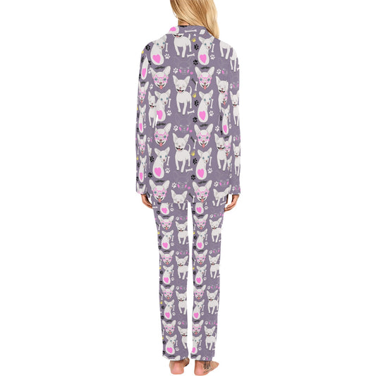 Chihuahua Happy Pattern Women's Long Pajama Set