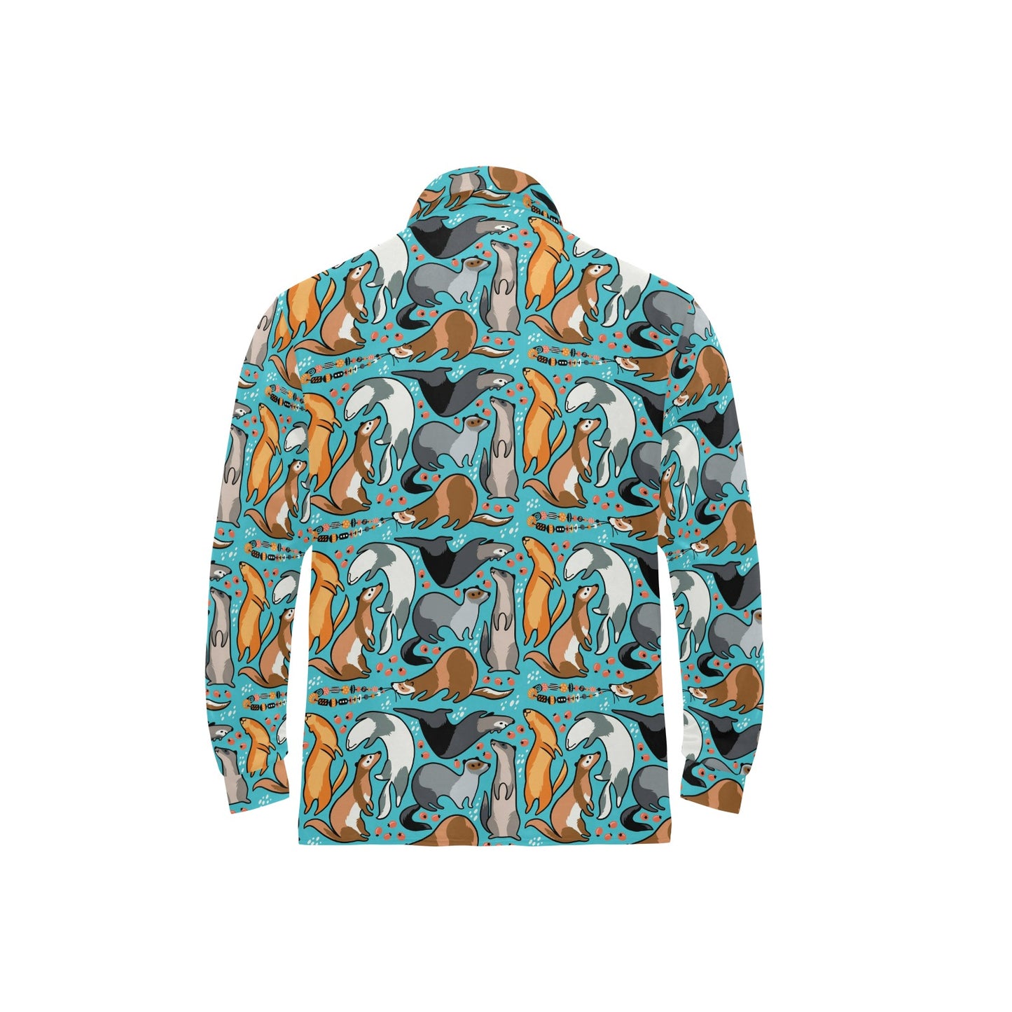Ferret Pattern Print Design 03 Long Sleeve Polo Shirt For Men's