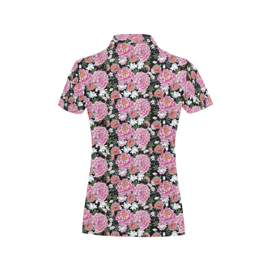 Dahlia Pattern Print Design 02 Women's Polo Shirt
