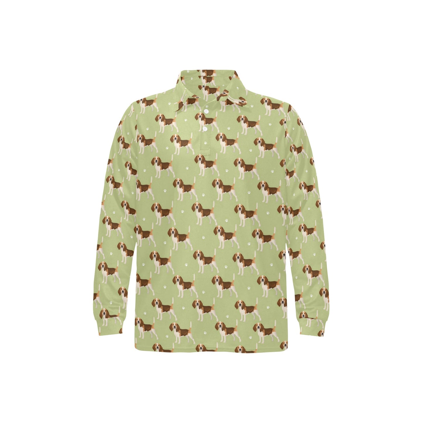 Beagle Pattern Print Design 07 Long Sleeve Polo Shirt For Men's