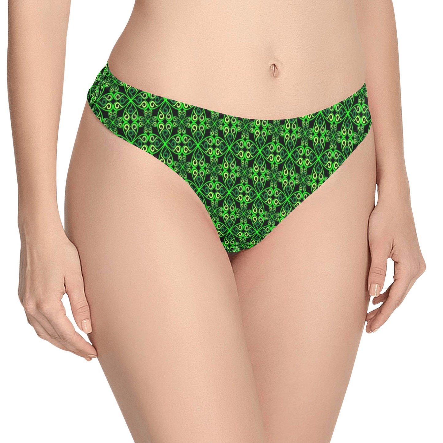 Celtic Green Neon Design Women's Thongs