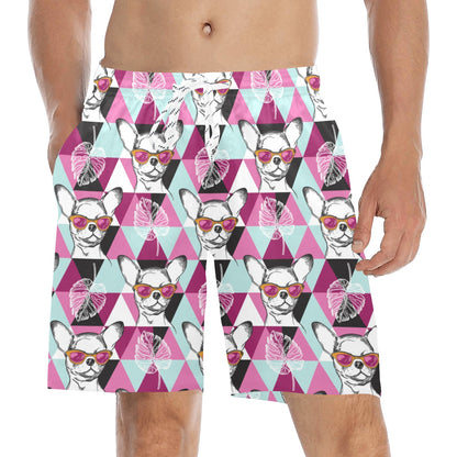 Chihuahua Cute Triangle Pattern Men's Swim Trunks Beach Shorts