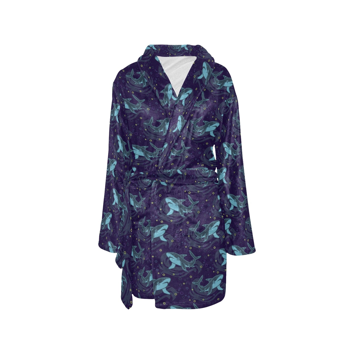 Shark Themed Print Women's Fleece Robe