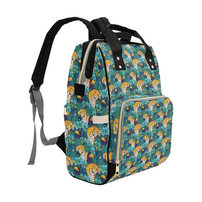 Tiger Tropical Print Design LKS301 Diaper Bag Backpack