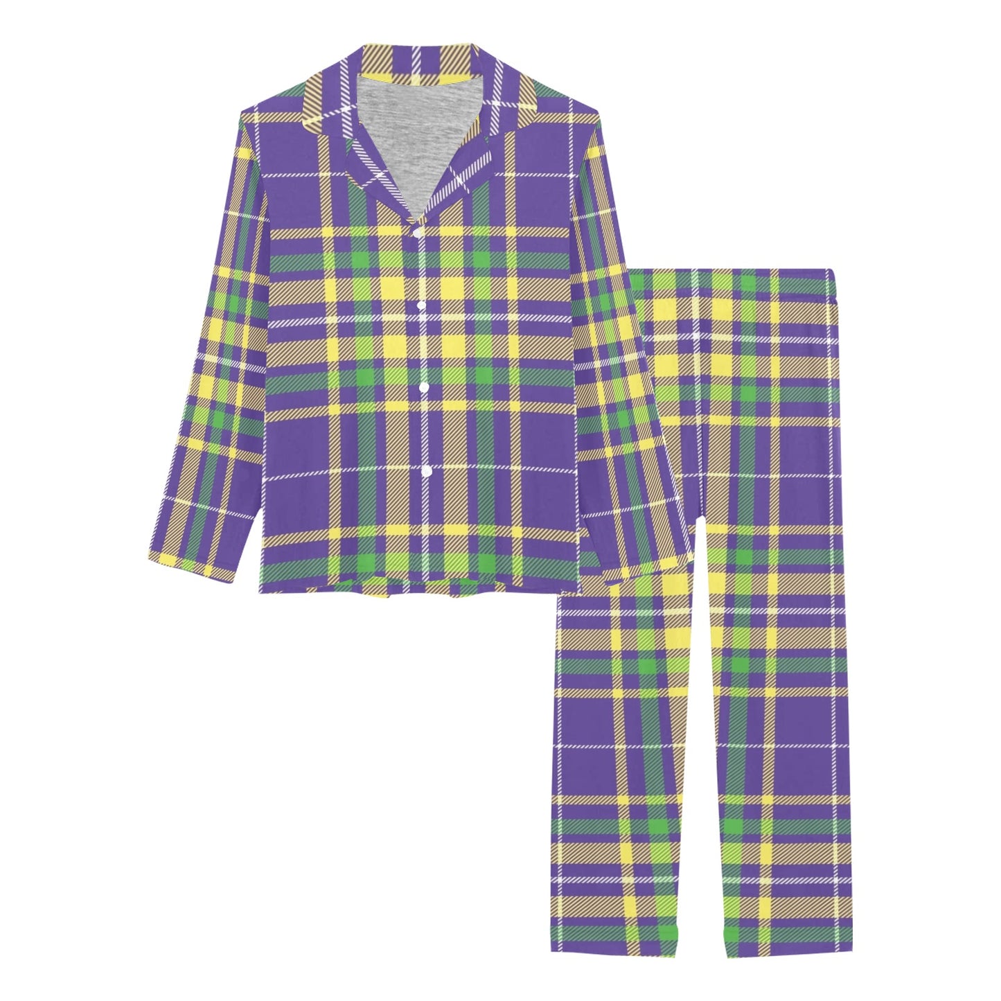 Mardi Gras Pattern Print Design 010 Women's Long Pajama Set