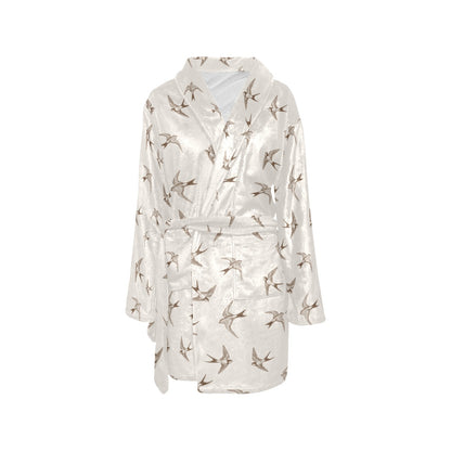 Swallow Bird Pattern Print Design 01 Women's Fleece Robe
