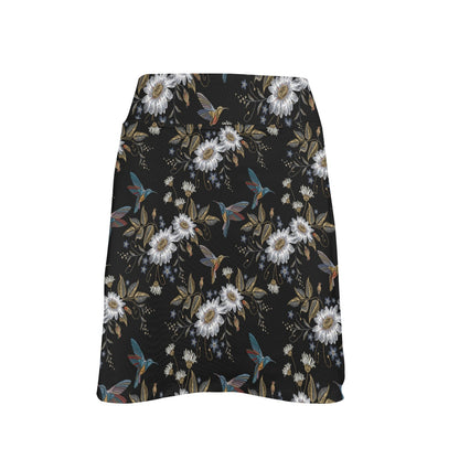 Hummingbird with Embroidery Themed Print 17" Golf & Pickleball Skort with Pockets