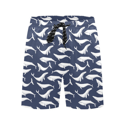 Whale Print Design LKS308 Men's Swim Trunks Beach Shorts