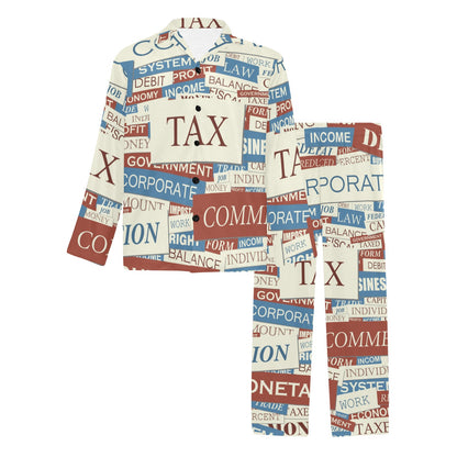 Accounting Financial Pattern Print Design 01 Men's Long Pajama Set