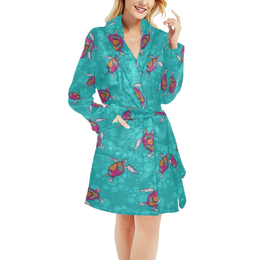 Sea Turtle Pattern Women's Fleece Robe
