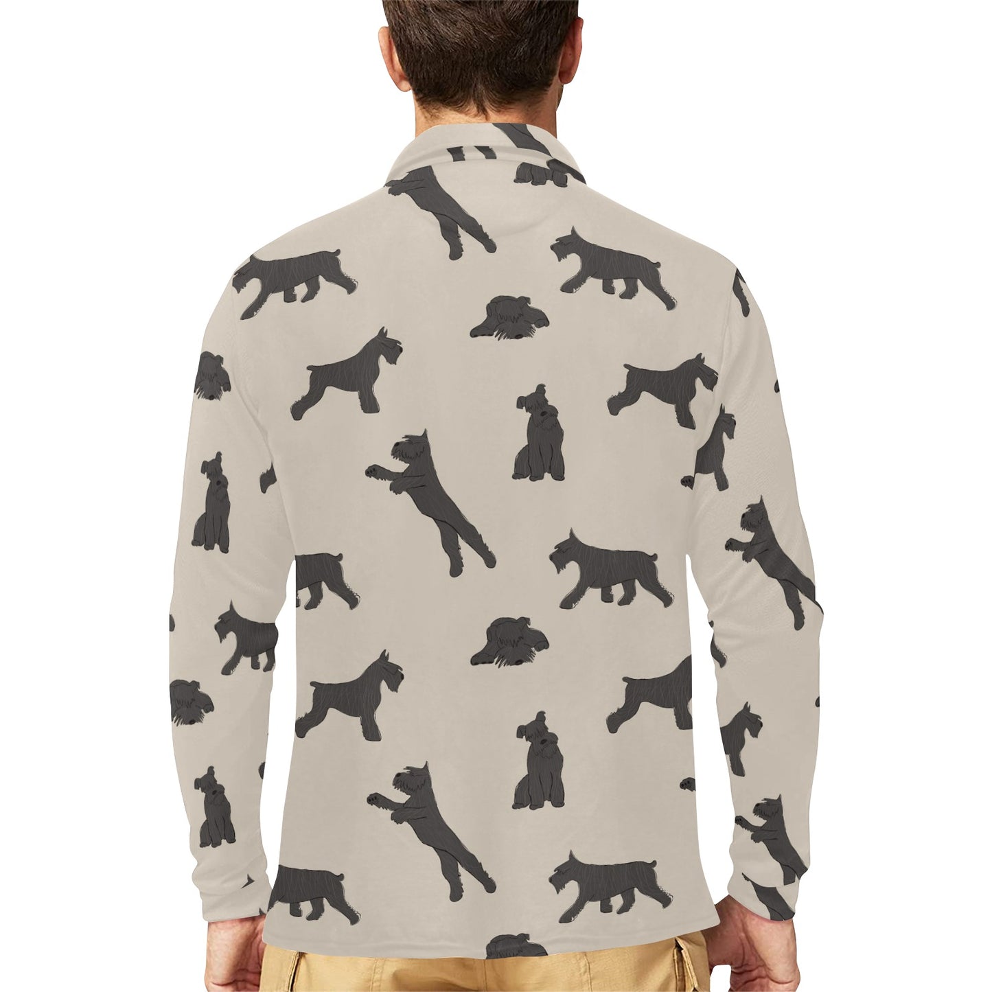 Schnauzers Pattern Print Design A06 Long Sleeve Polo Shirt For Men's