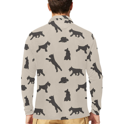 Schnauzers Pattern Print Design A06 Long Sleeve Polo Shirt For Men's