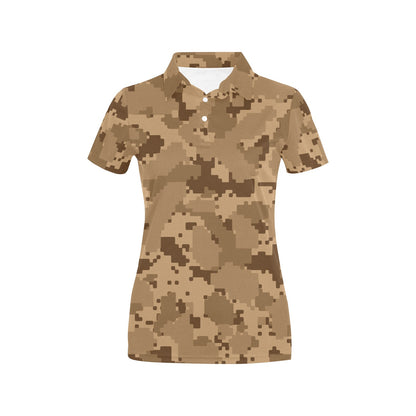ACU Desert Digital Pattern Print Design 01 Women's Polo Shirt