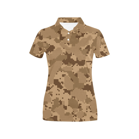 ACU Desert Digital Pattern Print Design 01 Women's Polo Shirt