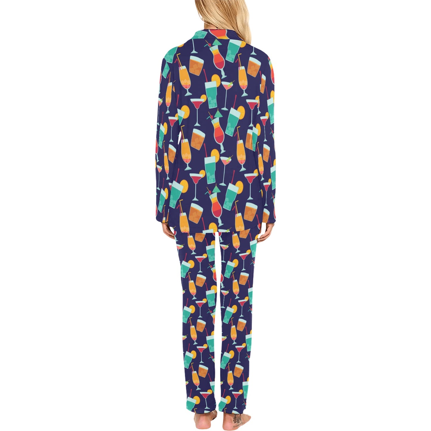 Cocktail Pattern Print Design 06 Women's Long Pajama Set