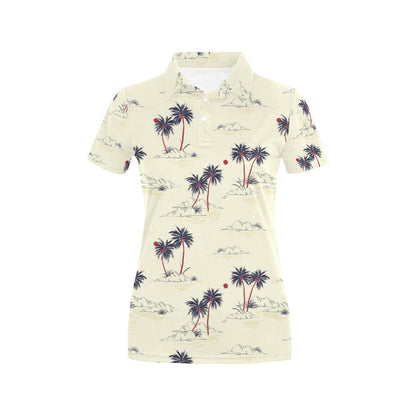Palm Tree Pattern Print Design PT08 Women's Polo Shirt