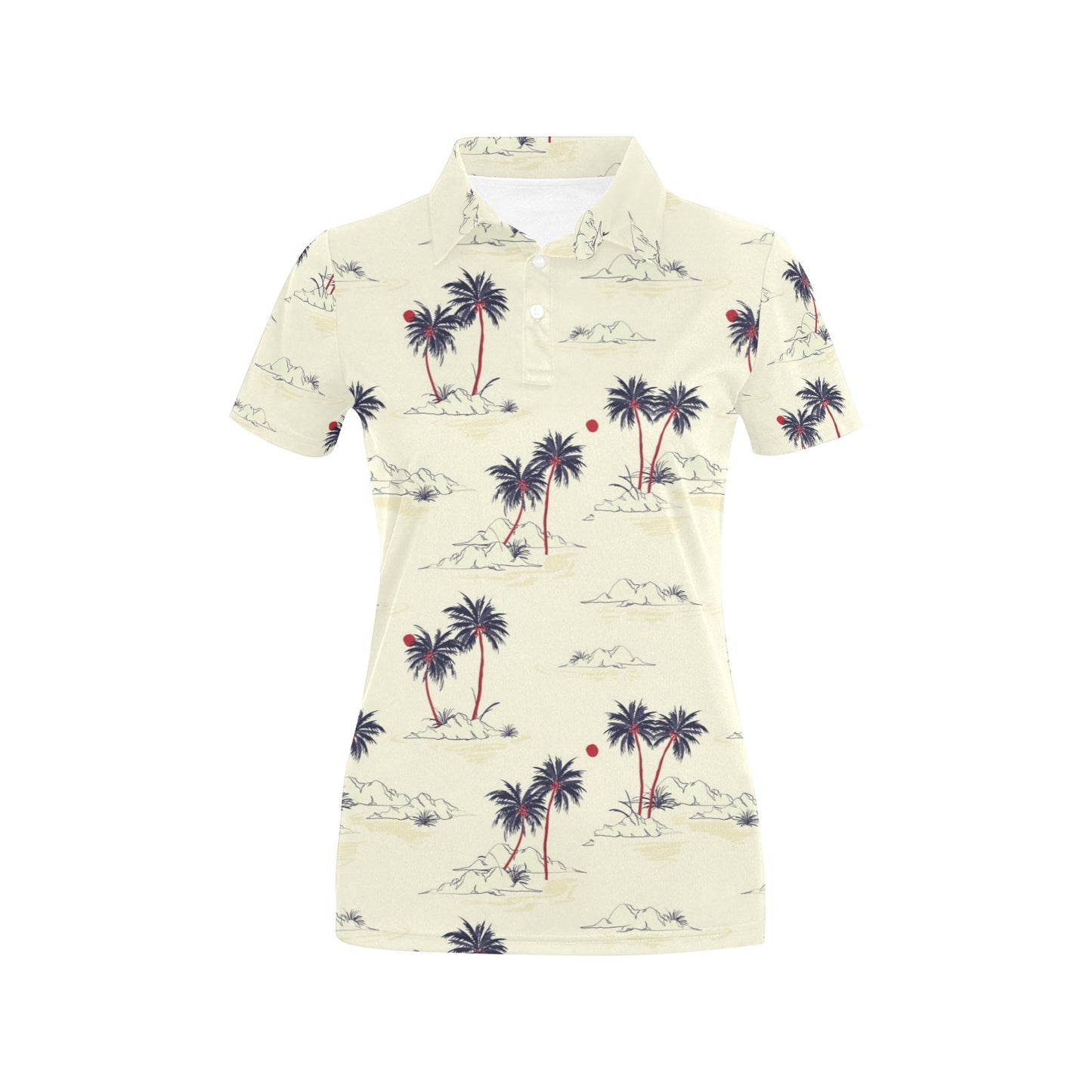 Palm Tree Pattern Print Design PT08 Women's Polo Shirt