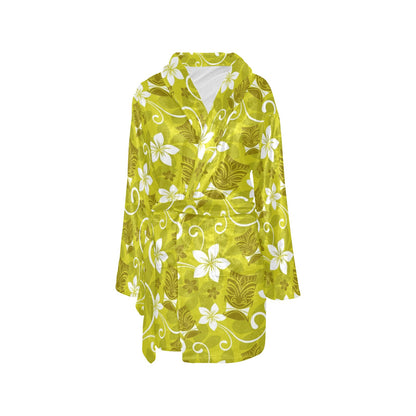 Hawaiian Themed Pattern Print Design H019 Women's Fleece Robe