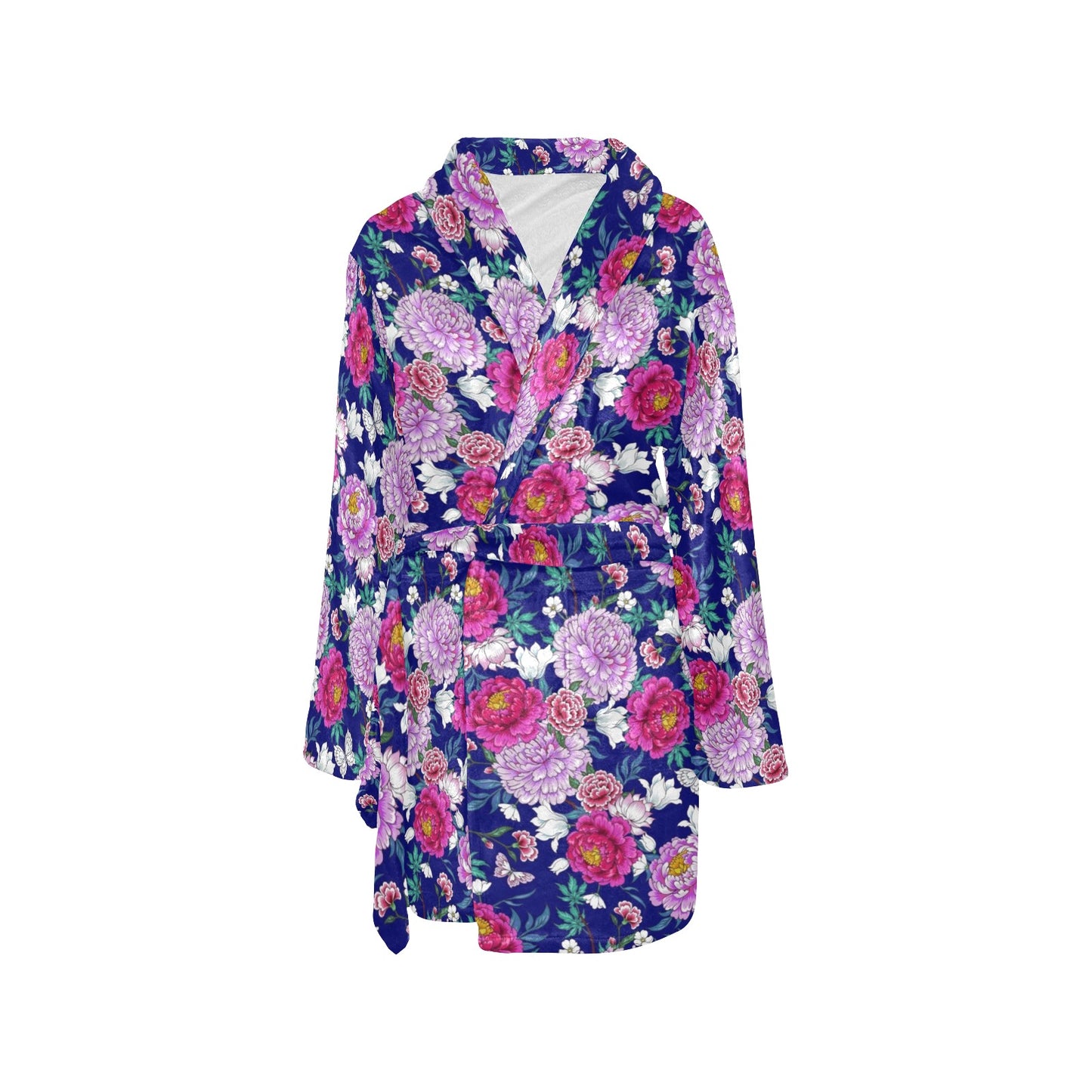 Dahlia Pattern Print Design DH013 Women's Fleece Robe