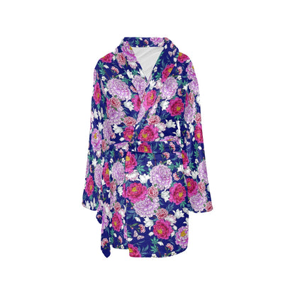 Dahlia Pattern Print Design DH013 Women's Fleece Robe