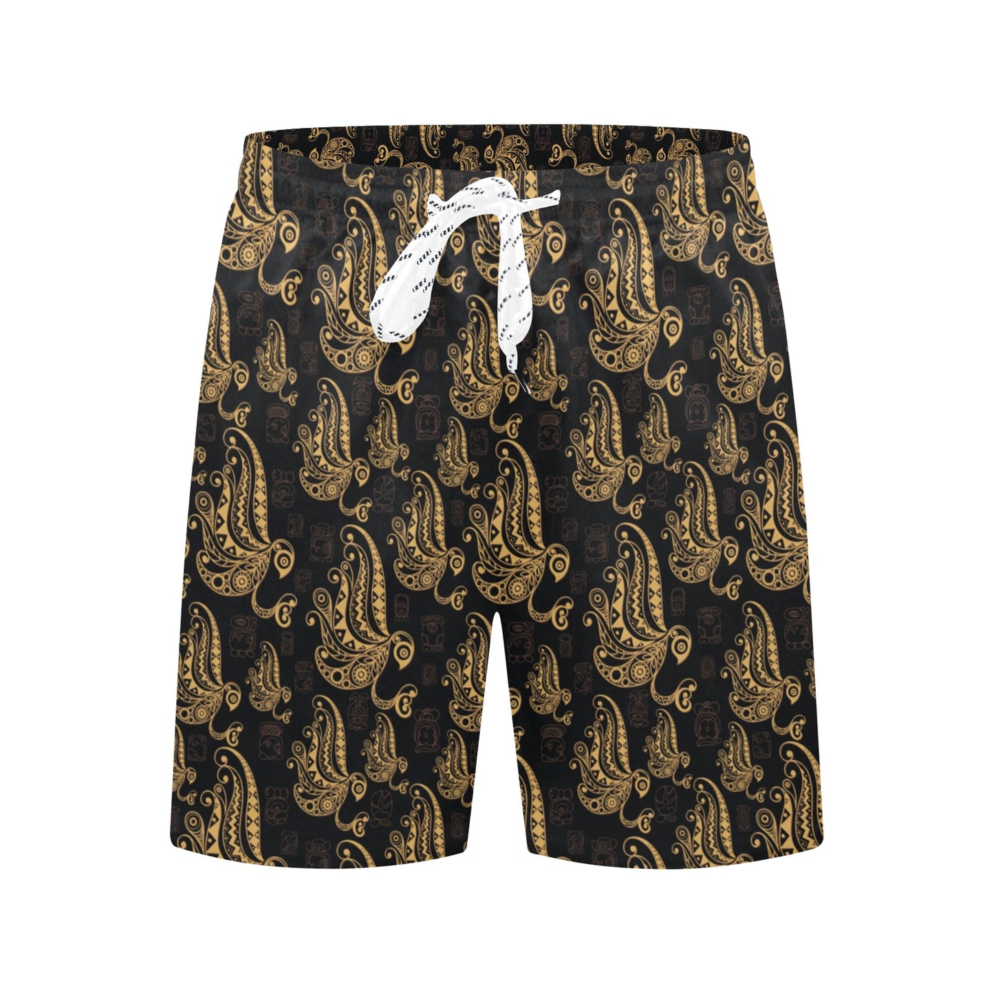 Owl Tribal Polynesian Design Print Men's Swim Trunks Beach Shorts