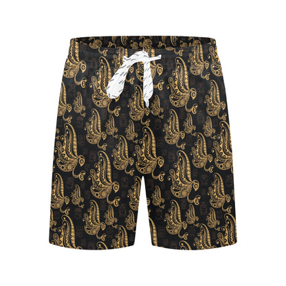 Owl Tribal Polynesian Design Print Men's Swim Trunks Beach Shorts