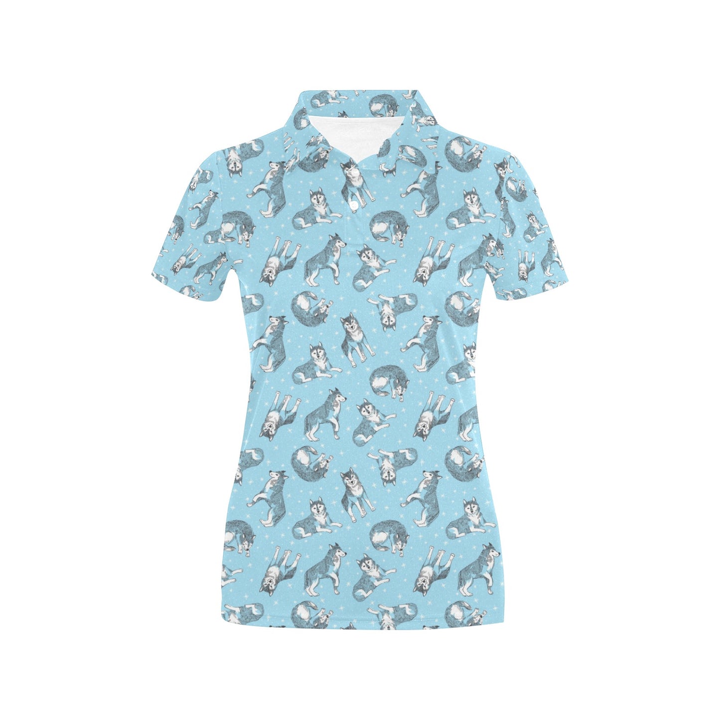 Wolf Design Print Pattern Women's Polo Shirt