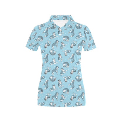 Wolf Design Print Pattern Women's Polo Shirt