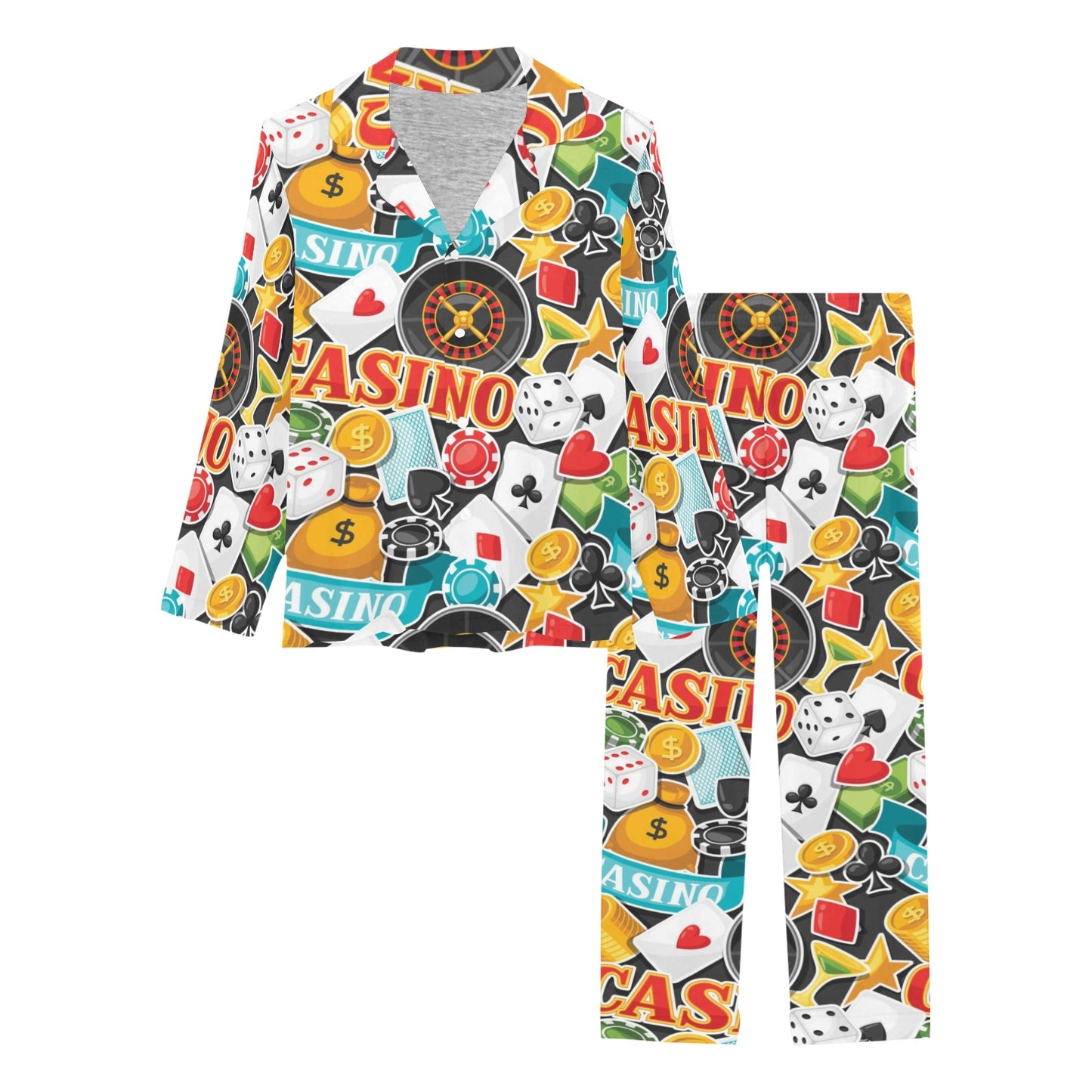 Casino Pattern Print Design 03 Women's Long Pajama Set