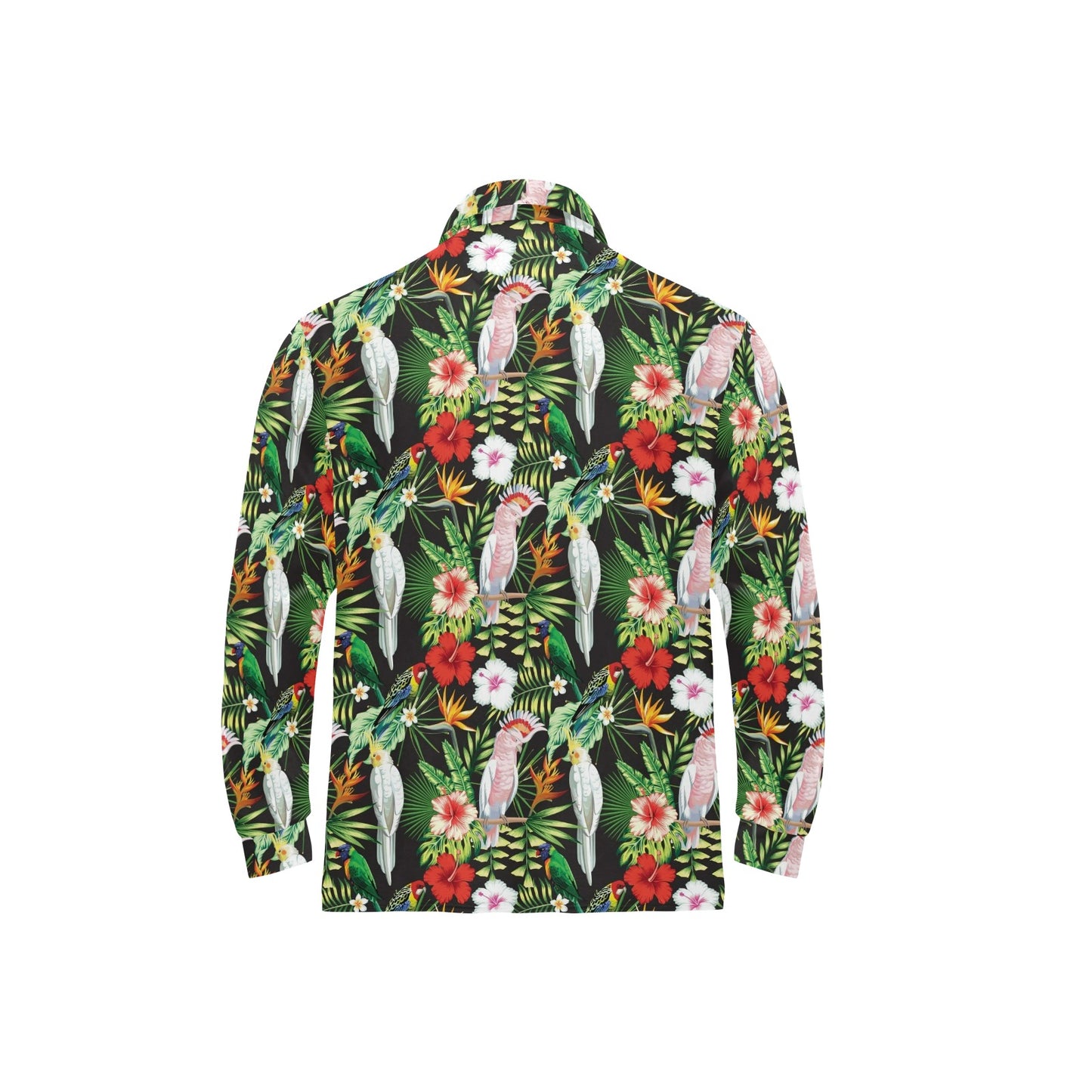 Tropical Flower Pattern Print Design TF03 Long Sleeve Polo Shirt For Men's