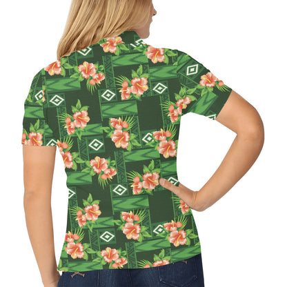 Hibiscus Pattern Print Design HB05 Women's Polo Shirt
